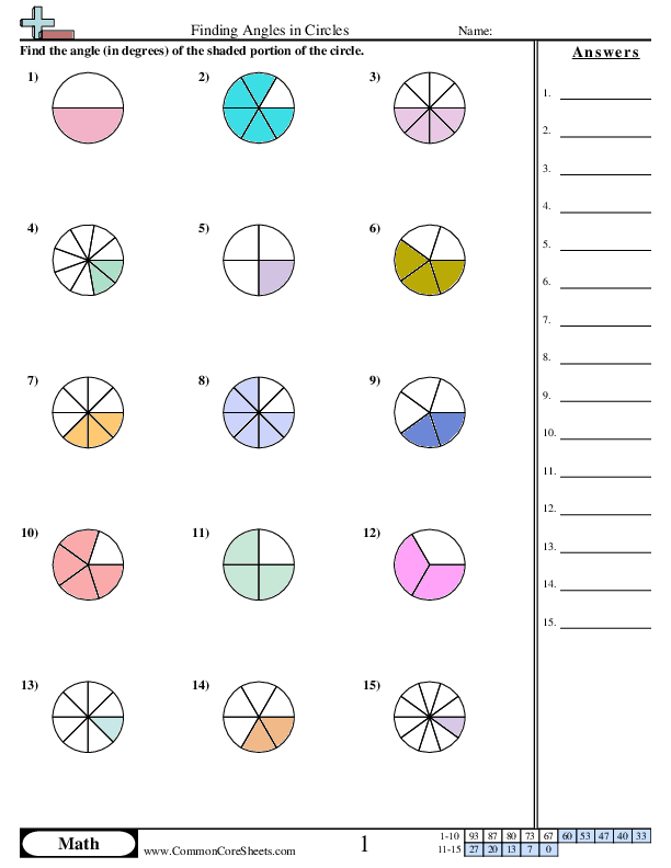 Angles Worksheets - Finding Angles in Circles worksheet